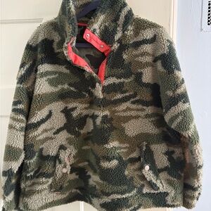 J. Crew Camouflage Fleece with Pink Trim